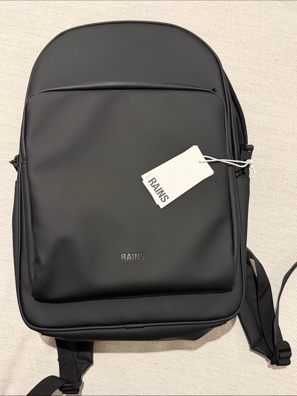Authentic Rains Black Minimalist Waterproof Backpack unisex